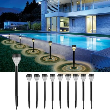 Solar Street Lights Outdoor Solar Path Lights 10 Pack Outdoor Garden Lighting Water-Resistant Solar Lamps Auto on/Off Yard Patio Pathway Decor LED Sol