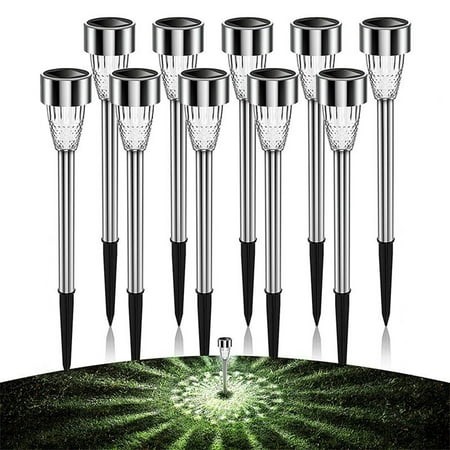 Solar Street Lights Outdoor Solar Garden Lights 10 Pack Outdoor Path Lighting Water-Resistant LED Solar Lights Auto on/Off Patio Yard Pathway Decor Wa