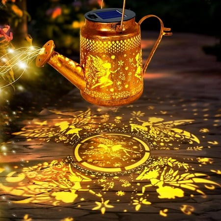 SHILIU-Solar Lanterns Outdoor Waterproof Metal Watering Can Garden Decor Fairy Hanging Solar Path Lights Yard Art Outside Patio Decorations Gardening 
