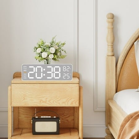 9 Inch Large Digital Wall Clock USB Powered Humidity Week Dimmer Table Clock White Shell 5513 Smile Home