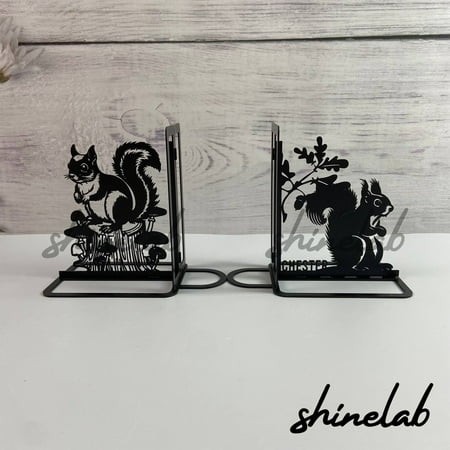 Shinelab Squirrel Nut Metal Bookends Animal Custom Name Bookend Gift  Woodland Table Bookshelf Decor 5999