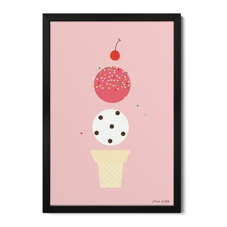 Premium Framed Art Print - Ice Cream and Cherry II