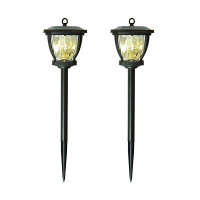 Solar Bronze Outdoor Integrated LED Square Landscape Path Light with Water Glass Patterned Lens (2-Pack) thumbnail