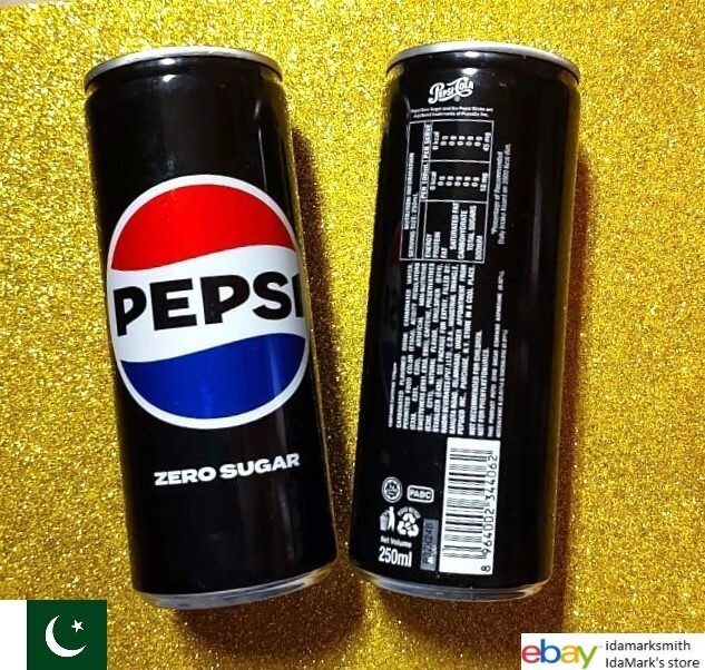 Empty PEPSI ZERO Cola Soda Tall 250ml Can PAKISTAN 2024 Collect Black Asia PK