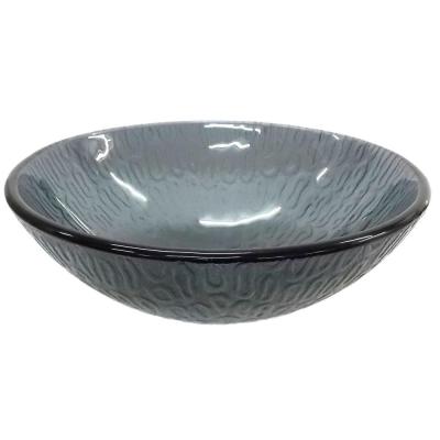 Eden Bath Small Free-form Hoops Glass Vessel Sink in Gray with Pop-up Drain and Mounting Ring in Brushed Nickel, Charcoal Gray thumbnail