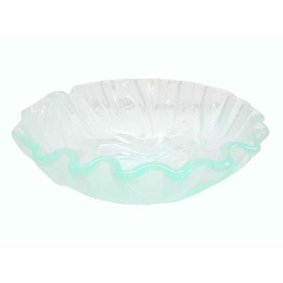 Eden Bath Small Free-Form Wave Glass Vessel Sink in Clear with Pop-up Drain and Mounting Ring in Chrome thumbnail