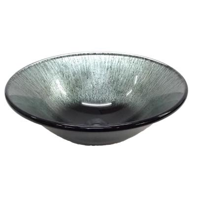 Eden Bath Streams Glass Vessel Sink in Black and Silver with Pop-up Drain and Mounting Ring in Oil Rubbed Bronze, Black/ Silver thumbnail