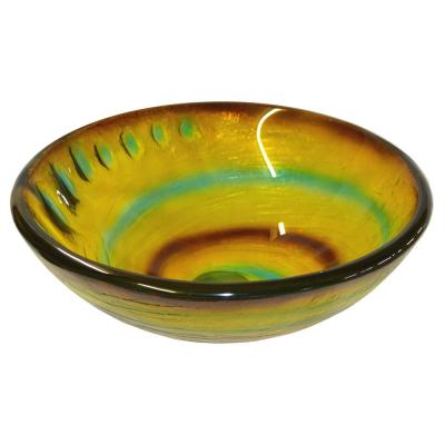 Eden Bath Candy Swirls Glass Vessel Sink in Multi Colors with Pop-up Drain and Mounting Ring in Oil Rubbed Bronze, Yellow/ Red/ Blue thumbnail