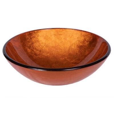 Eden Bath Reflections Glass Vessel Sink in Orange with Pop-up Drain and Mounting Ring in Brushed Nickel thumbnail