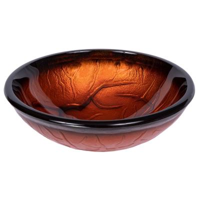 Eden Bath Molten Lava Glass Vessel Sink in Red with Pop-up Drain and Mounting Ring in Chrome, Red/ Orange thumbnail