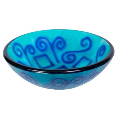Eden Bath Swirls Glass Vessel Sink in Green and Blue with Pop-up Drain and Mounting Ring in Brushed Nickel, Blue/ Green thumbnail