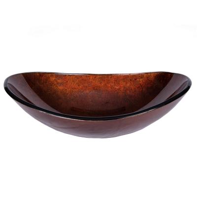 Eden Bath Canoe Shaped Reflections Glass Vessel Sink in Red Copper with Pop-up Drain and Mounting Ring in Brushed Nickel, Red Copper/ Reddish Black/ thumbnail
