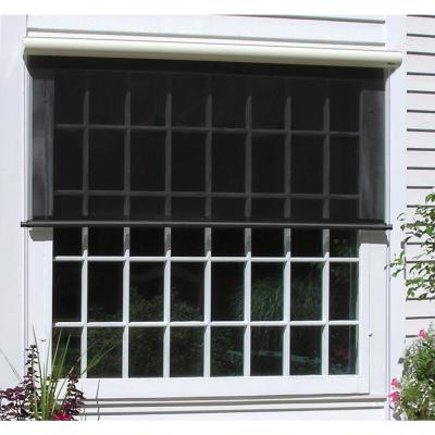 Cream Corded Light Filtering Motorized Vinyl Exterior Solar Shade Right Motor Cream Cassette 120 in. W X 84 in. L, Custom thumbnail