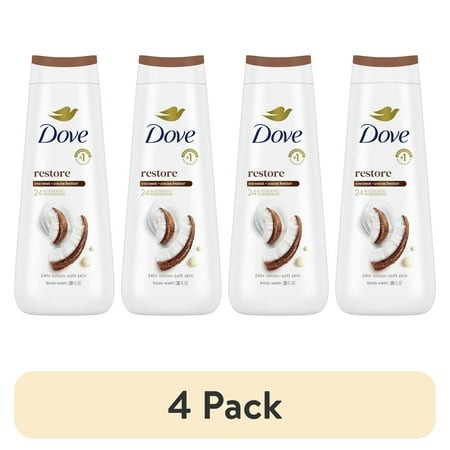 (4 Pack) Dove Women S Body Wash Restoring Coconut & Cocoa Butter Gentle Skin Cleanser All Skin  20 Oz