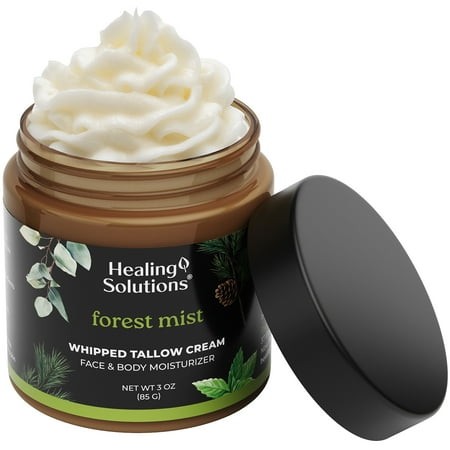 Healing Solutions Whipped Tallow Balm  Eucalyptus  Peppermint & Cedarwood  100% Grass Fed/Grass Finished Beef Tallow W/Organic Jojoba & Manuka Honey f