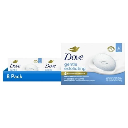 (8 Pack) Dove Beauty Bar Women S Bath Soap Gentle Exfoliating  3.75 Oz 4 Bars