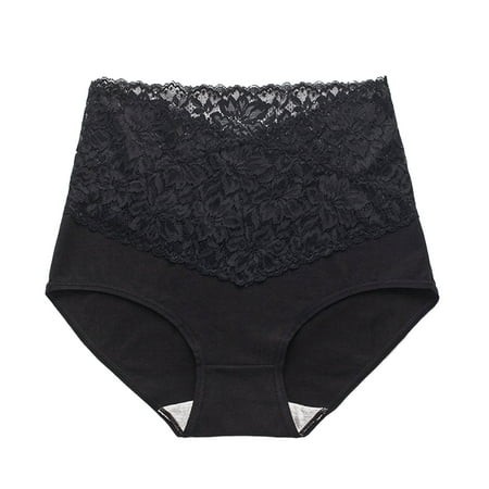 Women Solid Color V Neck High Waist Lace Abdominal Briefs Light Lace Panties for Women Cute Panties for Women Bikini Barely There Bras for Women 4742 