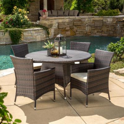 Rodgers Multi-Brown 5-Piece Faux Rattan Outdoor Patio Dining Set thumbnail