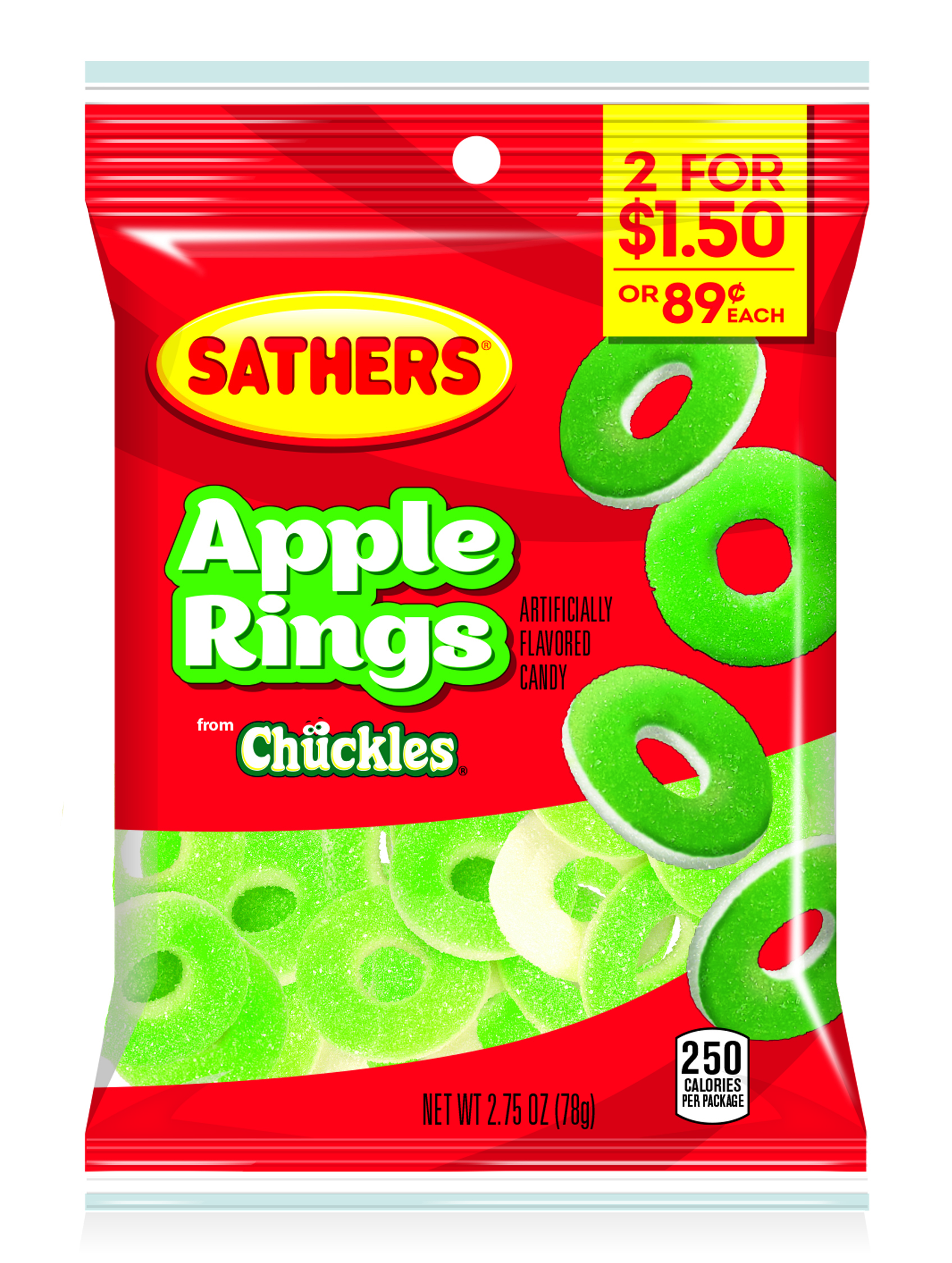 Sathers Gummello Apple Rings Gummy Candy, 2.75 Oz