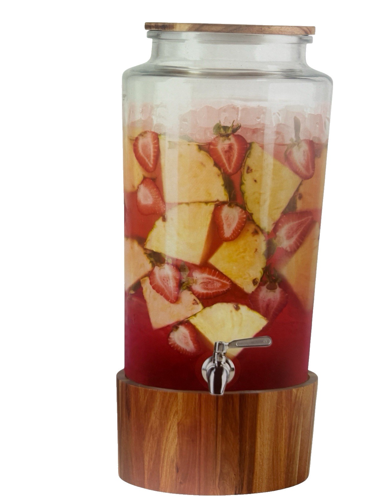 Studio TU, Glass Drink Dispenser with Acacia Wood Stand
