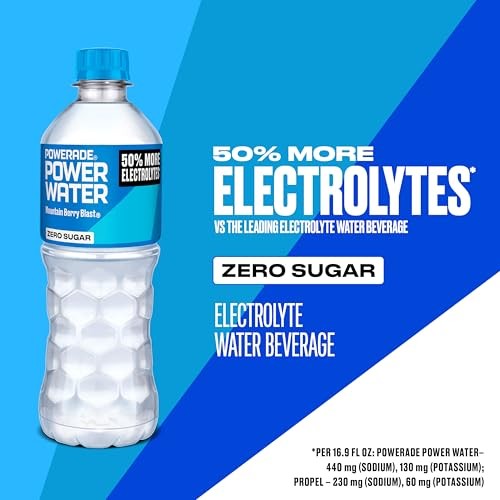 POWERADE Power Water Zero Sugar Mountain Berry Blast Flavored Electrolyte Water, 16.9 Fl Oz Bottles, 6 Pack thumbnail