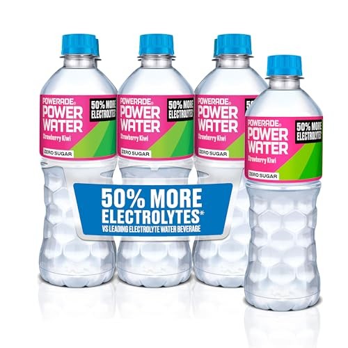 POWERADE Power Water Zero Sugar Strawberry Kiwi Flavored Electrolyte Water, 16.9 Fl Oz Bottles, 6 Pack