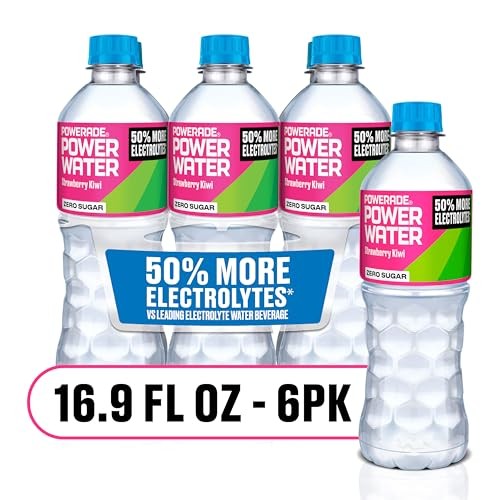 POWERADE Power Water Zero Sugar Strawberry Kiwi Flavored Electrolyte Water, 16.9 Fl Oz Bottles, 6 Pack thumbnail