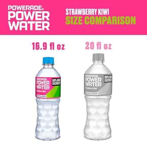 POWERADE Power Water Zero Sugar Strawberry Kiwi Flavored Electrolyte Water, 16.9 Fl Oz Bottles, 6 Pack thumbnail
