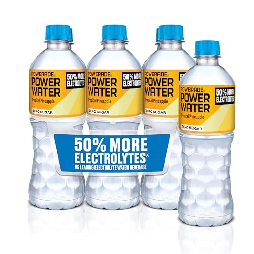 POWERADE Power Water Zero Sugar Tropical Pineapple Flavored Electrolyte Water, 16.9 Fl Oz Bottles, 6 Pack