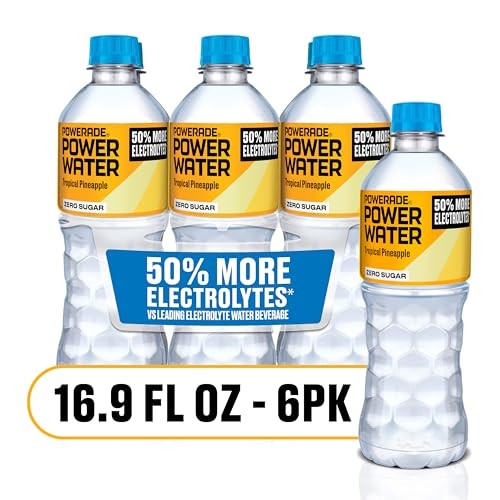 POWERADE Power Water Zero Sugar Tropical Pineapple Flavored Electrolyte Water, 16.9 Fl Oz Bottles, 6 Pack thumbnail