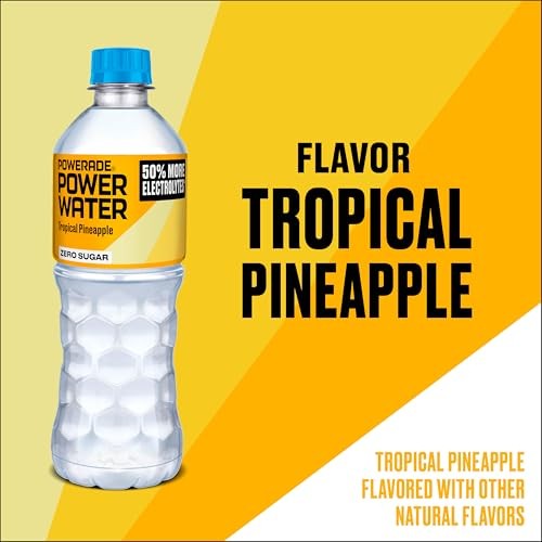 POWERADE Power Water Zero Sugar Tropical Pineapple Flavored Electrolyte Water, 16.9 Fl Oz Bottles, 6 Pack thumbnail
