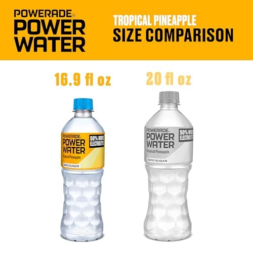 POWERADE Power Water Zero Sugar Tropical Pineapple Flavored Electrolyte Water, 16.9 Fl Oz Bottles, 6 Pack thumbnail
