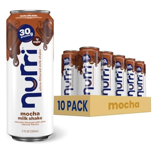 Nurri - 30g Protein Ultra Filtered Milk Shake – Mocha- Lactose Free, Low Sugar, 150 Calories, 10 Vitamins and Minerals - 11 Fl Oz, 10 Cans