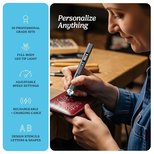 EtchMate Engraving Pen for Metal, Wood, Glass, Plastic & All Materials - Engraver Pen Tool - Teen Boy Gifts - Unique Gifts for Women, Teenage Girl - C