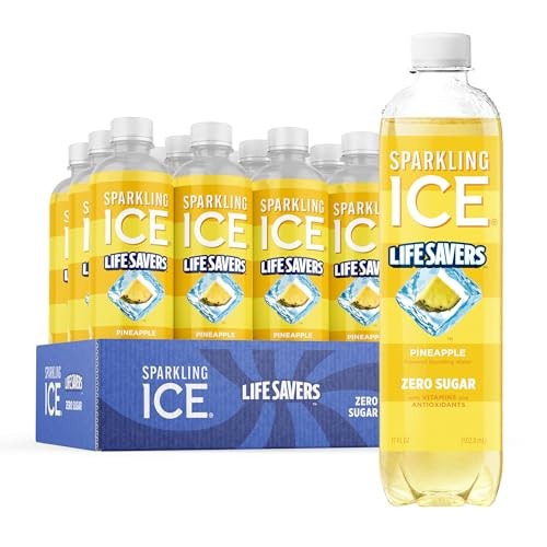 Sparkling Ice LIFESAVERS Pineapple, Zero Sugar Flavored Sparkling Water, with Vitamins and Antioxidants, Low Calorie Beverage, 17 Fl Oz Bottles (Pack 