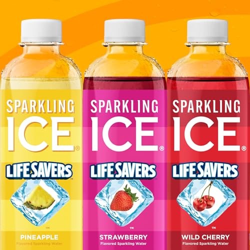 Sparkling Ice LIFESAVERS Pineapple, Zero Sugar Flavored Sparkling Water, with Vitamins and Antioxidants, Low Calorie Beverage, 17 Fl Oz Bottles (Pack  thumbnail