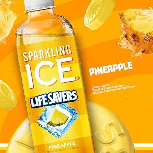 Sparkling Ice LIFESAVERS Pineapple, Zero Sugar Flavored Sparkling Water, with Vitamins and Antioxidants, Low Calorie Beverage, 17 Fl Oz Bottles (Pack  thumbnail