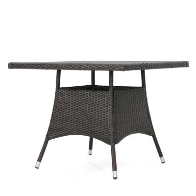 Octavia Multi-Brown Square Faux Rattan Outdoor Patio Dining Table thumbnail