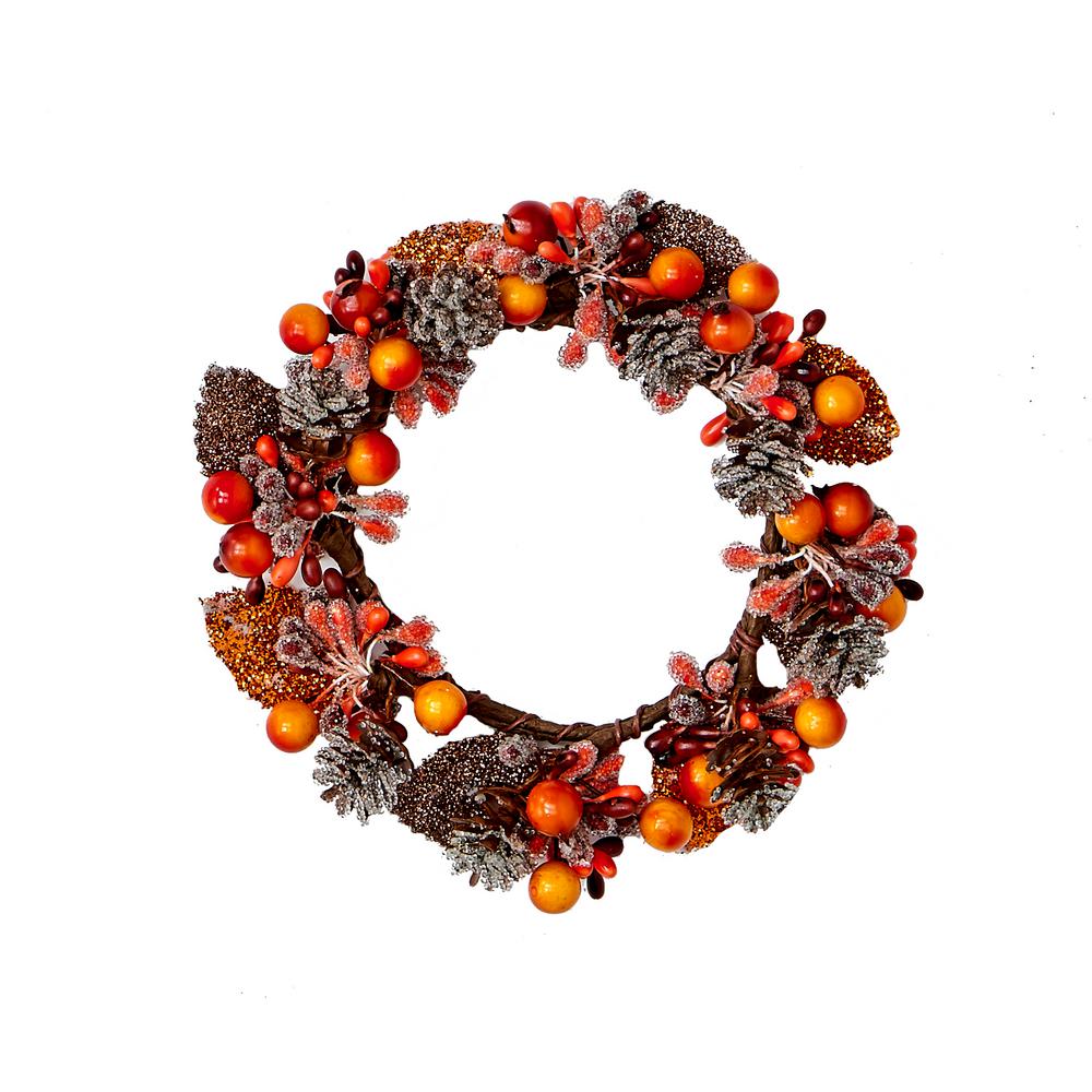 Worth Imports 6 in. Fall Berry and Candle Ring (Set of 2)
