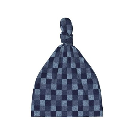 Zufioo Blue Gingham Buffalo Check Baby Beanie Hats Soft Knotted Caps for Infant Baby Girls Boys Caps 0-6 Months