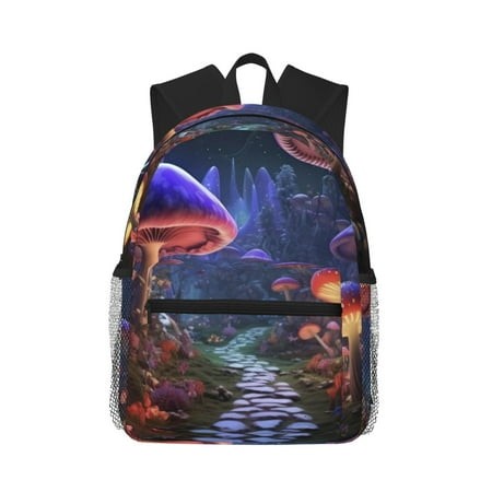 Picia Jungle Path Glowing Mushrooms Large Capacity Backpack Classic Style Backpack Casual Backpack Water-Resistant School Work Travel Outdoor Backpack
