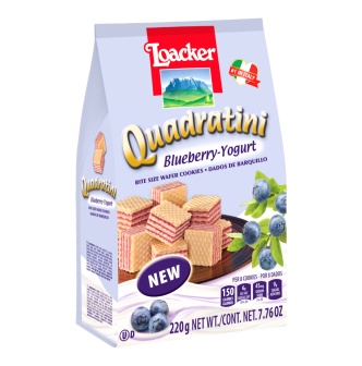 LOACKER QUADRATINI BLUEBERRY YOGURT WAFER COOKIES, 7.76 OZ