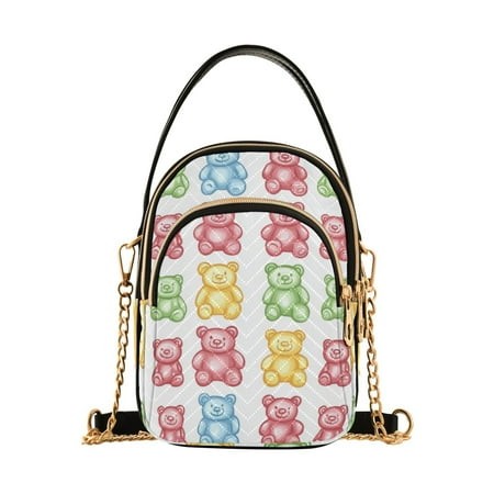 FORMRS Crossbody Bag for Women Quilted Travel Shoulder Cell Phone Purse with Chain Strap Handbag  Gummy Bear Pattern