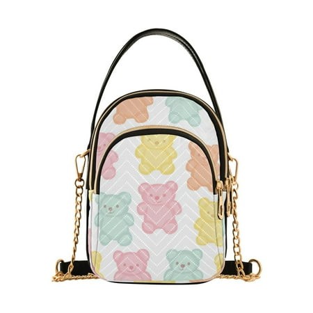 FORMRS Crossbody Bag for Women Quilted Travel Shoulder Cell Phone Purse with Chain Strap Handbag  Cute Gummy Bears Pattern