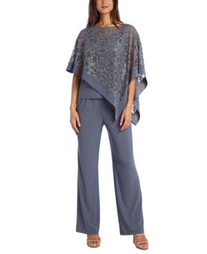 R & M Richards 2-Pc. Sequinned Poncho & Pants Set