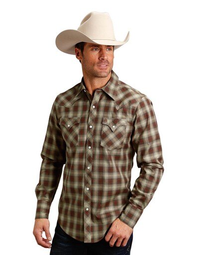 Stetson Western Shirt Mens Plaid L/S 11-001-0478-0765 BR