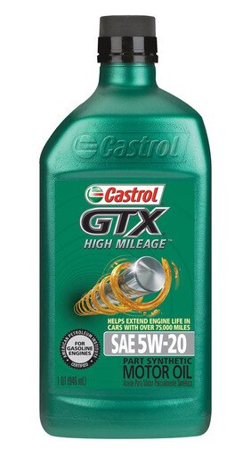 Castrol 06148 GTX High Mileage 5W-20 Synthetic Blend Motor Oil, 1 Quart, 6 Pack