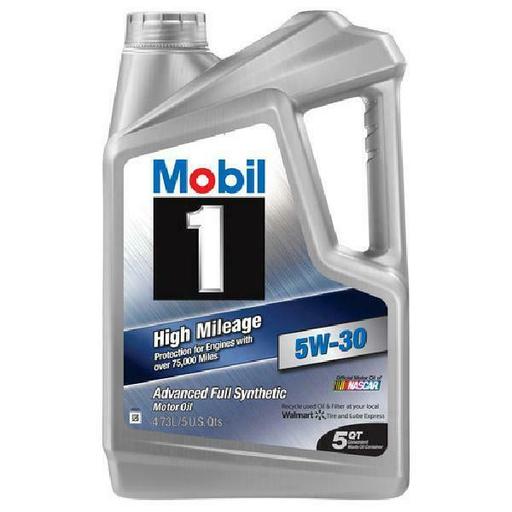 Mobil 1 5W-30 High Mileage Full Synthetic Motor Oil, 5 Qt.
