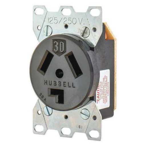 BRYANT 9303 30A Single Receptacle 125/250VAC 10-30R BK