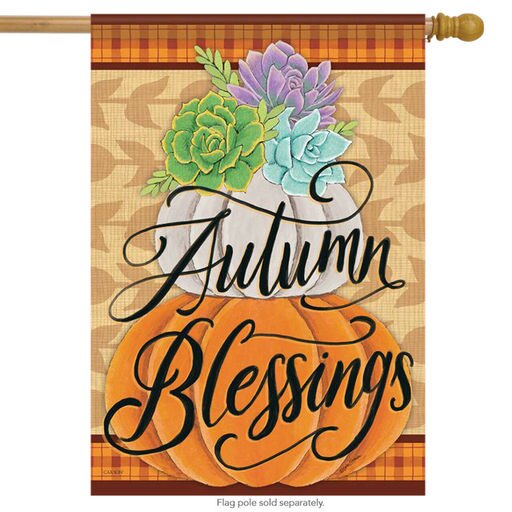 Pretty Pumpkins Stack Fall House Flag Autumn Blessings 2 Sided 28